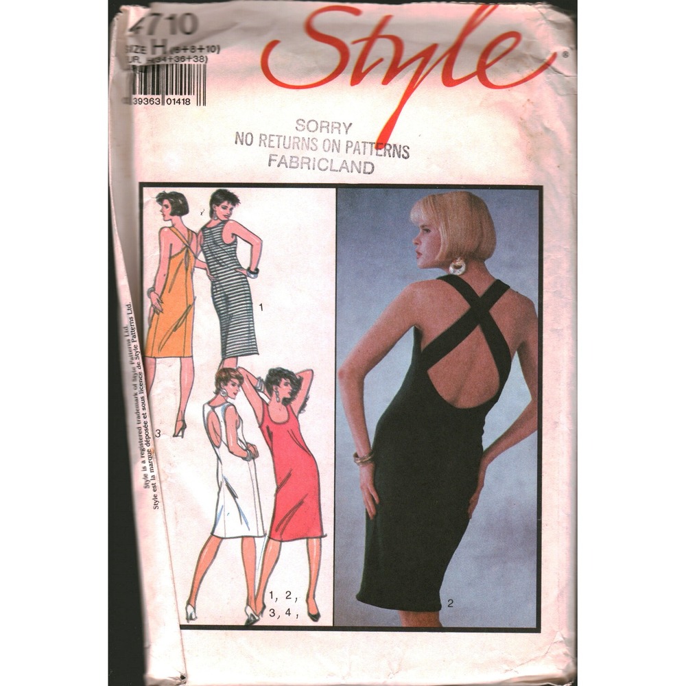 Vintage Style 4710 Sewing Pattern Misses Pullover Dress Crossover Back Size 6-16